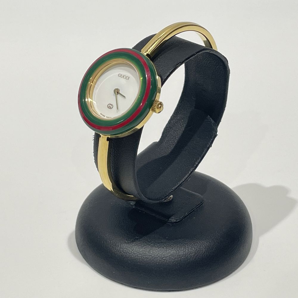 中古AB/使用感小】GUCCI グッチ チェンジベゼル シェリーライン クォーツ 替えベゼル×10 レディース 腕時計 1100L  ゴールド20464038