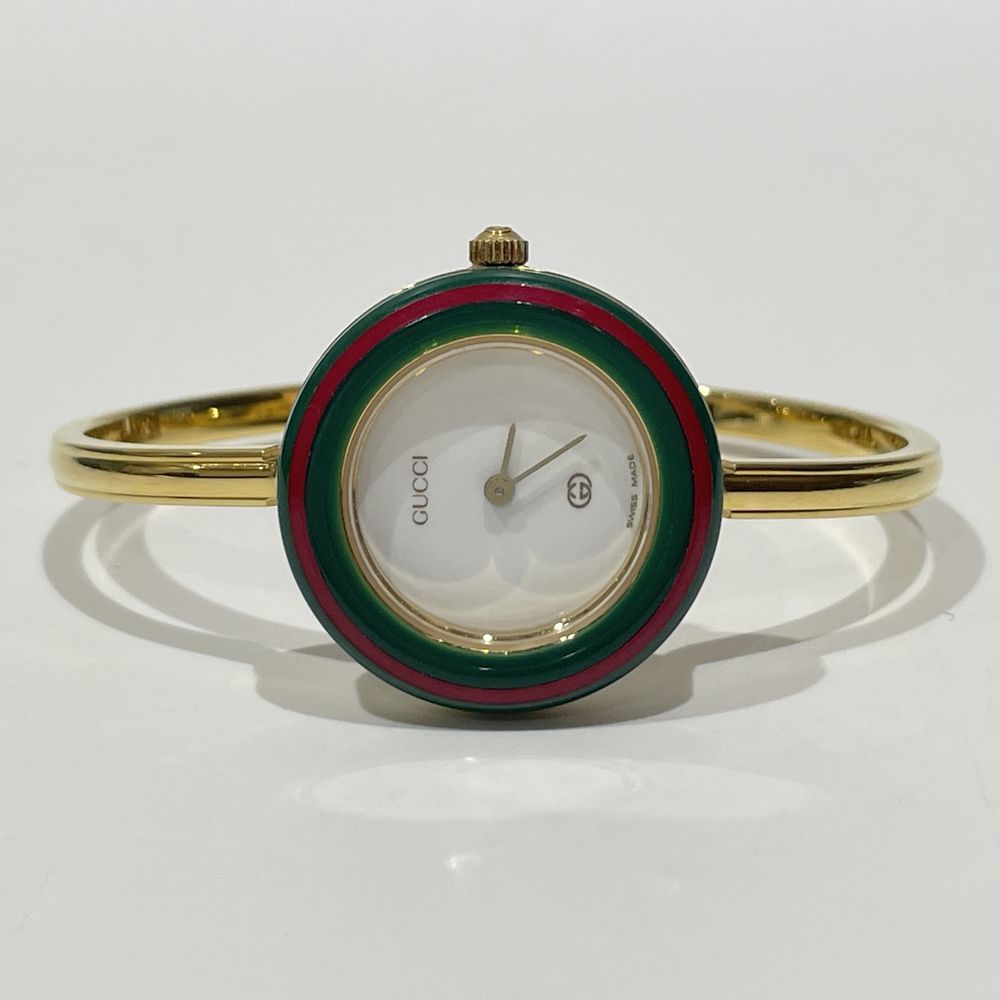 中古AB/使用感小】GUCCI グッチ チェンジベゼル シェリーライン クォーツ 替えベゼル×10 レディース 腕時計 1100L  ゴールド20464038