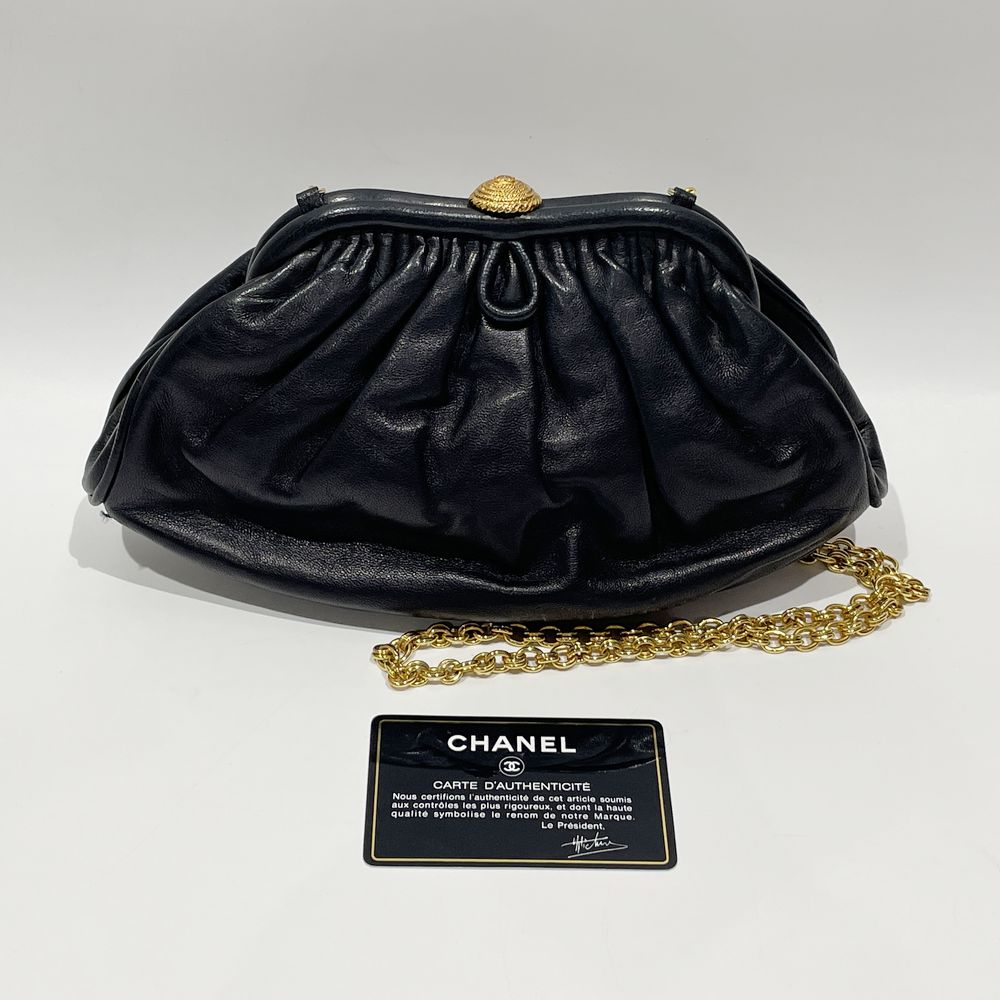 中古AB/使用感小】CHANEL シャネル ココマーク がま口 チェーン ミニ 斜め掛け ヴィンテージ レディース ショルダーバッグ  ブラック20464156