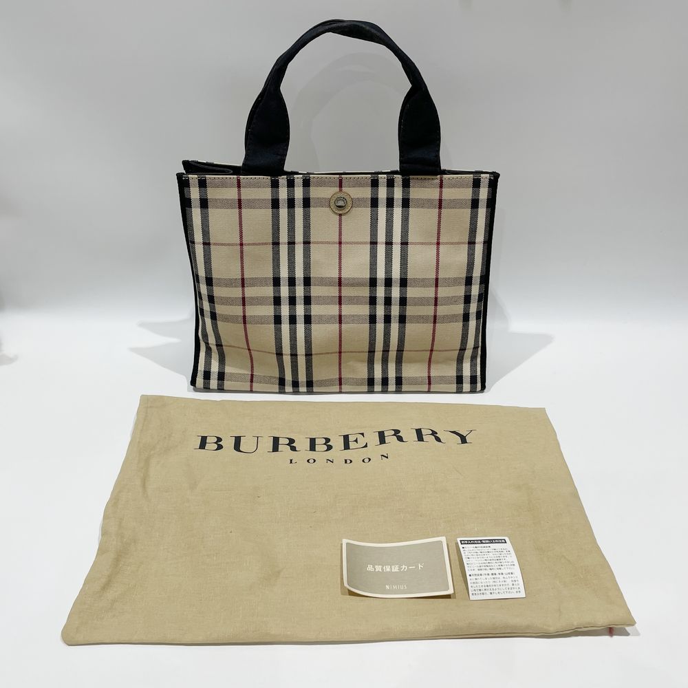 BURBERRY(バーバリー) ロンドン チェック スクエア型 ハンドバッグ キャンバス/レザー レディース【中古B】20240420