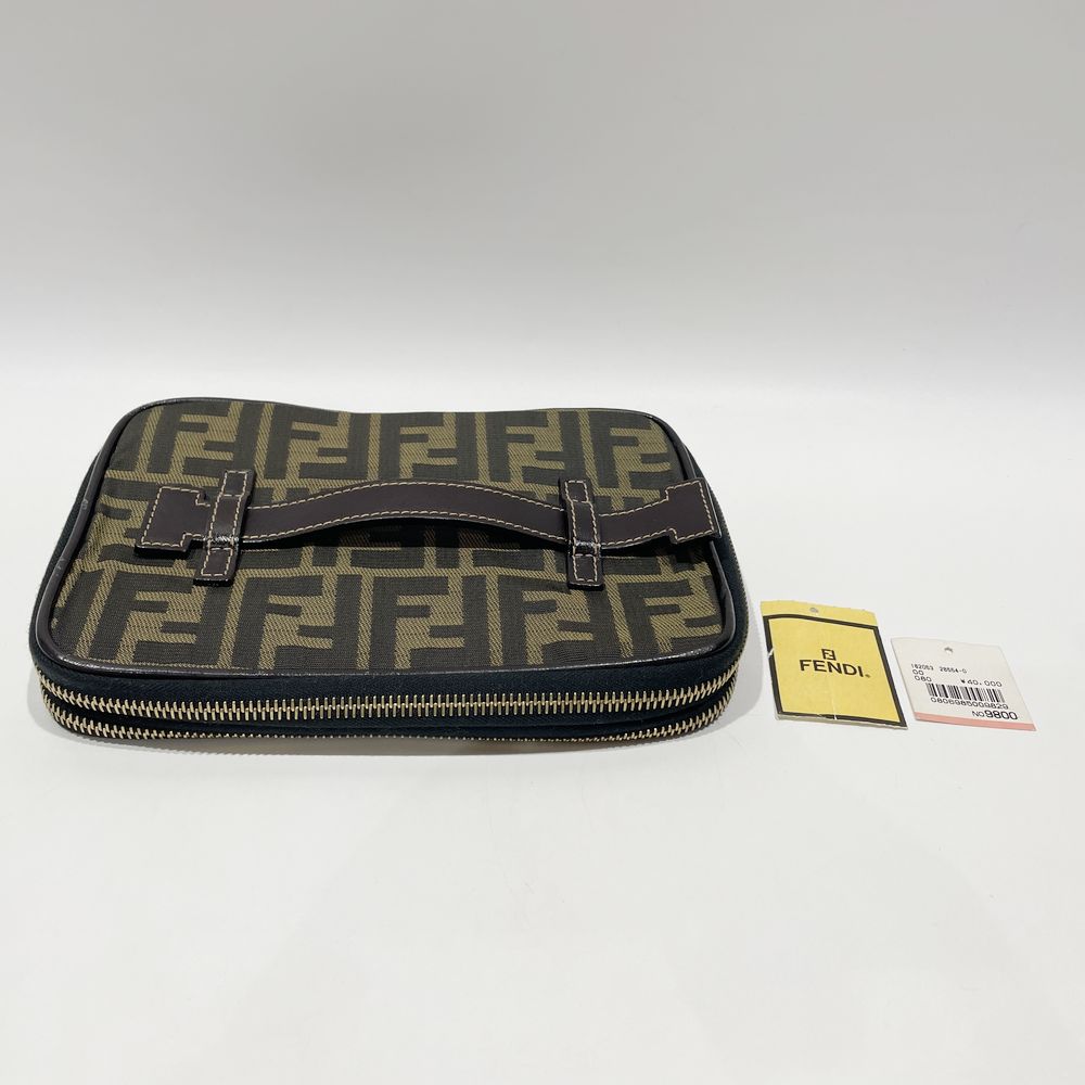 中古B/標準】FENDI フェンディ ズッカ バニティ 折り畳み ヴィンテージ レディース ハンドバッグ ブラウン20465084