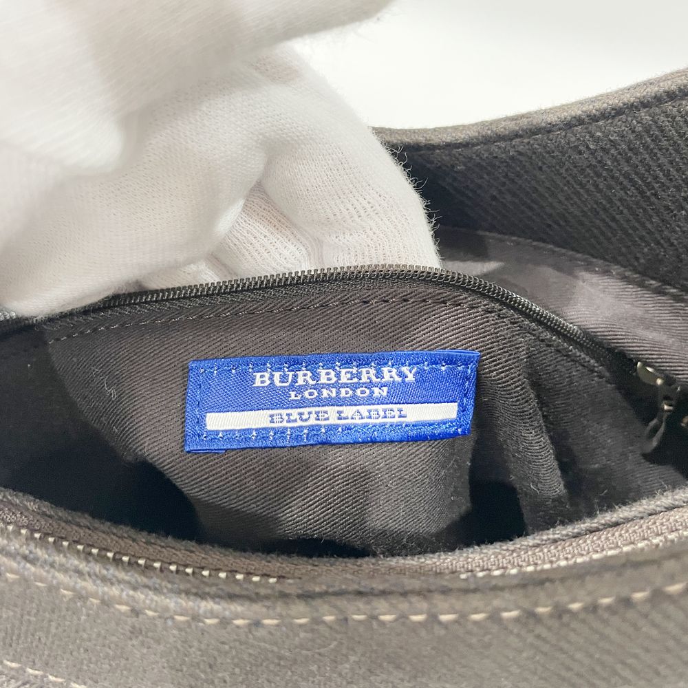 BURBERRY BLUE LABEL(バーバリーブルーレーベル) ストライプ柄 ワンショルダー 肩掛け ショルダーバッグ キャンバス/レザー レディース【中古AB】20240511