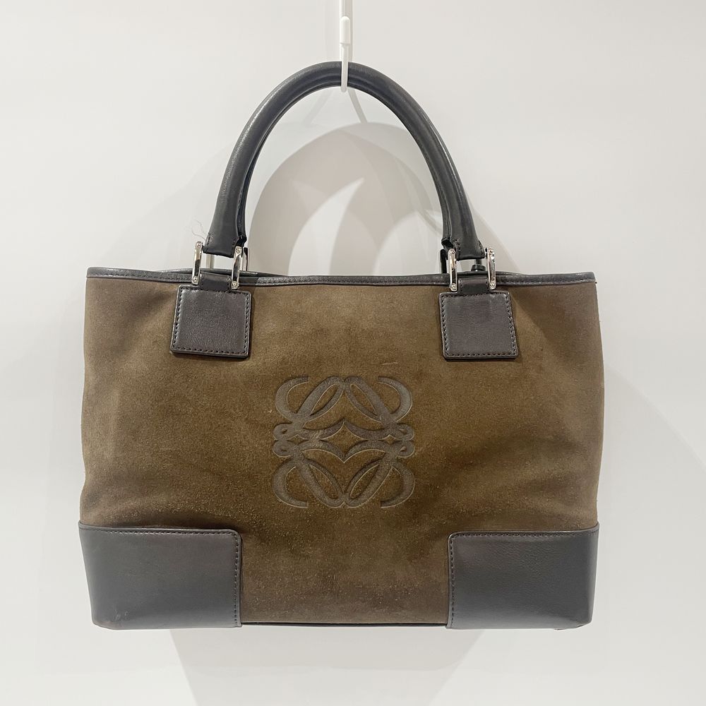 LOEWE(ロエベ) アマソナ アナグラム ヴィンテージ トートバッグ スエード/レザー レディース【中古B】20240511