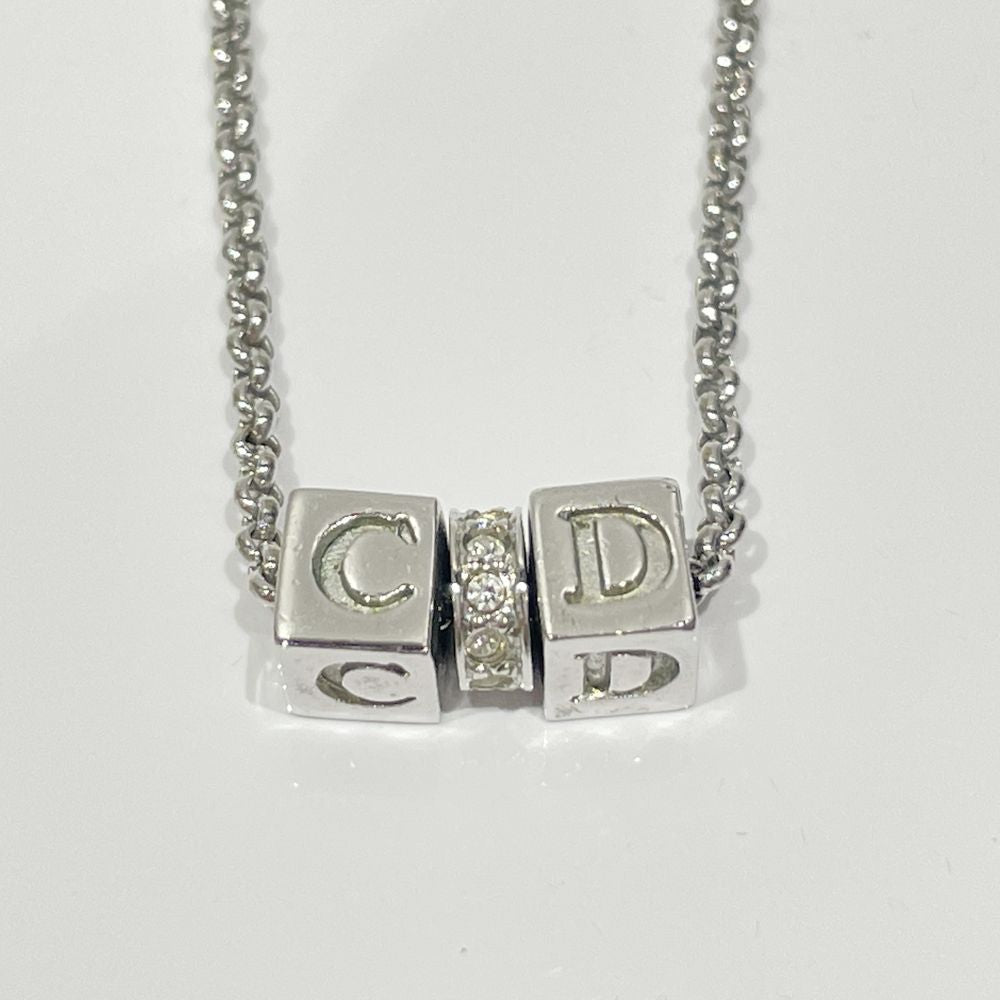 中古B/標準】Christian Dior クリスチャンディオール CDロゴ サイコロ ダイス ヴィンテージ メタル ラインストーン レディース  ネックレス シルバー20465552