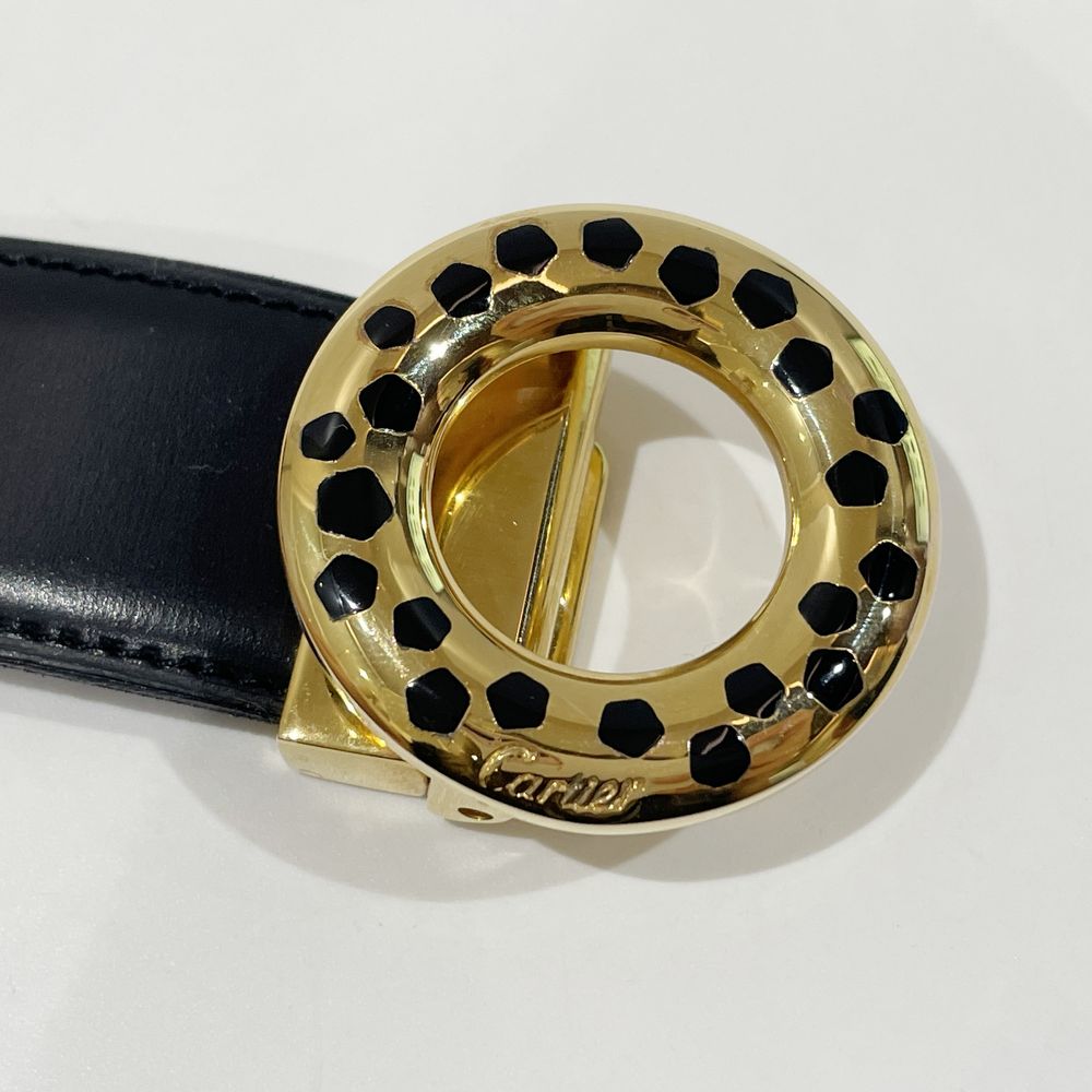 中古AB/使用感小】CARTIER カルティエ パンテール レザー ベルト サイズ90cm レディース ベルト ブラック/ゴールド20465564