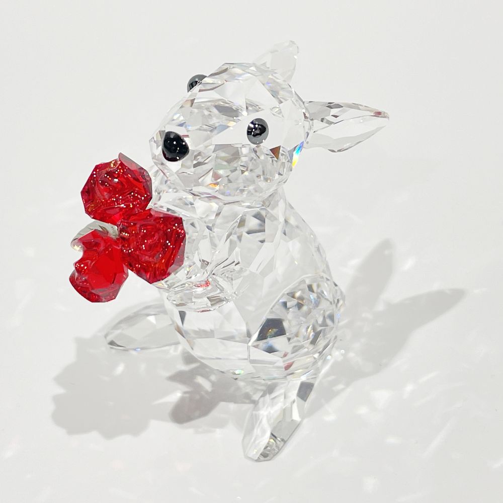 SWAROVSKI(スワロフスキー) フィギュリン 5.5cm 置物 ウサギ バラ 花 クリスタル フィギュア ガラス ユニセックス【中古A】20240506