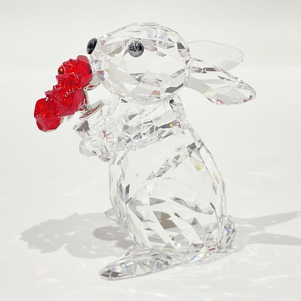 SWAROVSKI(スワロフスキー) フィギュリン 5.5cm 置物 ウサギ バラ 花 クリスタル フィギュア ガラス ユニセックス【中古A】20240506