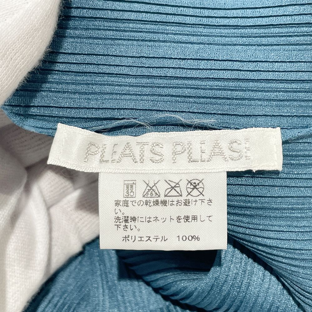 PLEATS PLEASE(プリーツプリーズ) イッセイミヤケ プリーツ加工 ボーダー ハイネック 長袖 サイズ3 PP53-FK392 カットソー ポリエステル レディース【中古B】20240514