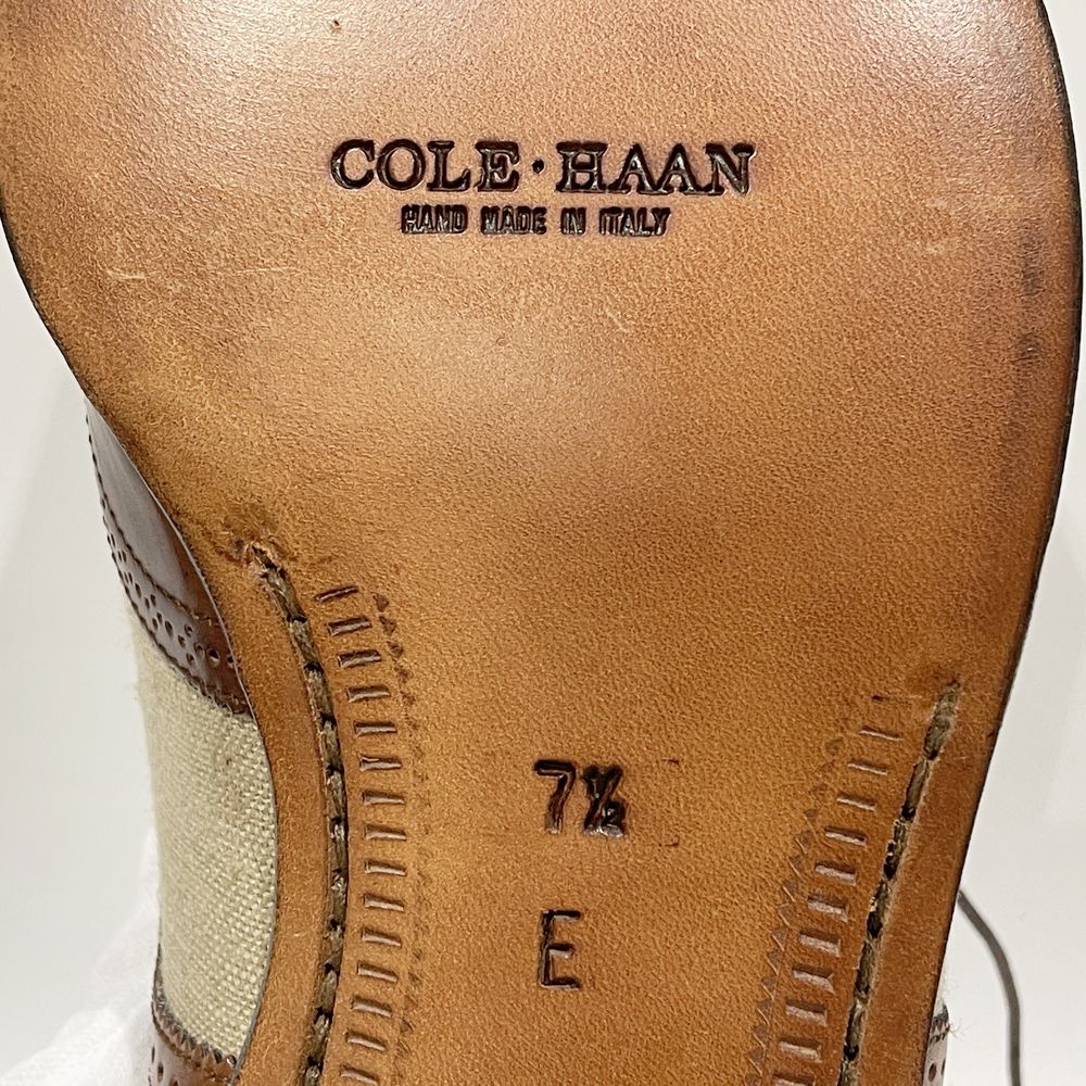 COLE HAAN(コールハーン) サイズ7.5（JP24.5cm）スペクテーター コンビ 未使用品 ドレスシューズ レザー/リネン メンズ【中古AB】