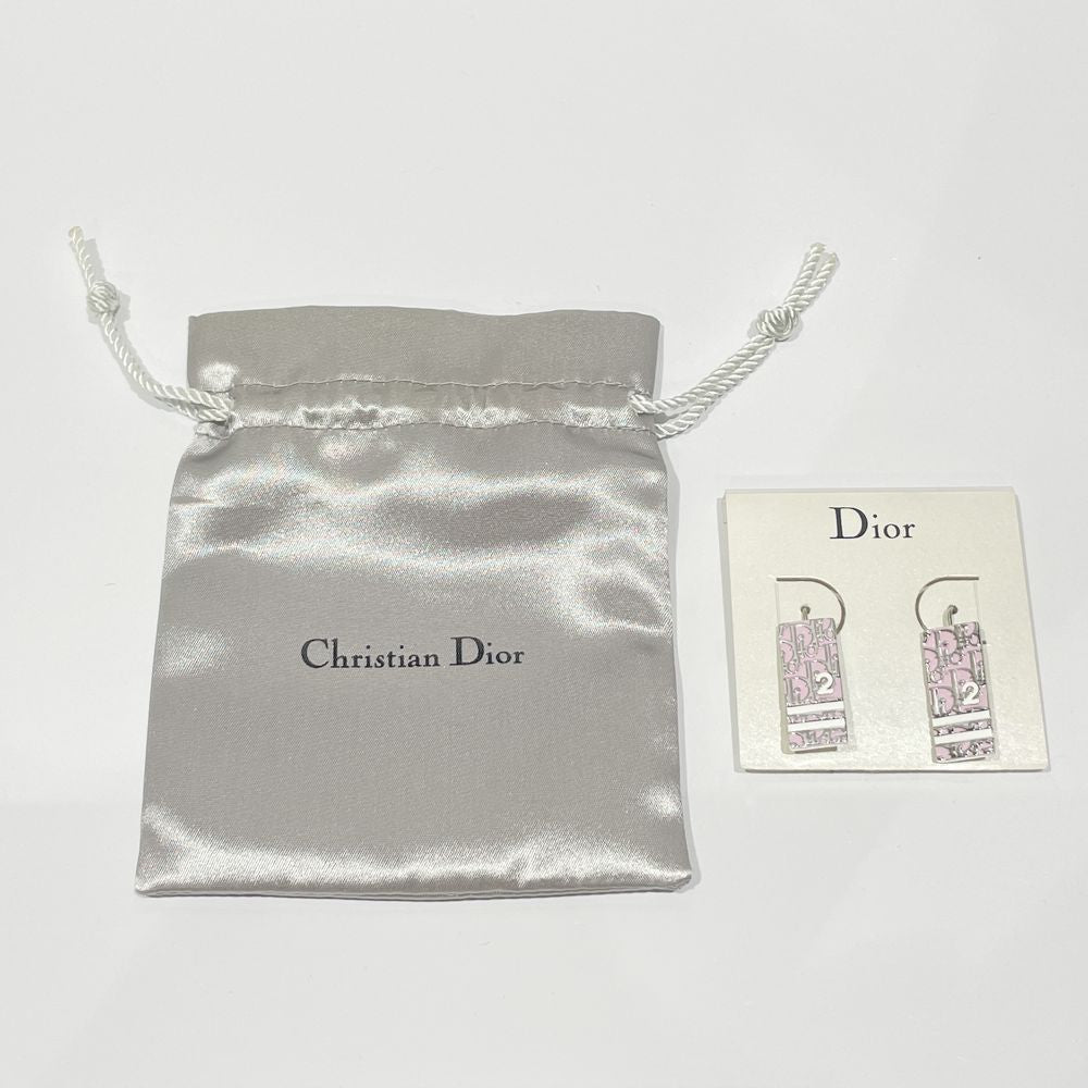 中古AB/使用感小】Christian Dior クリスチャンディオール トロッター No.2 ヴィンテージ フック メタル レディース ピアス  シルバー×ピンク20465641