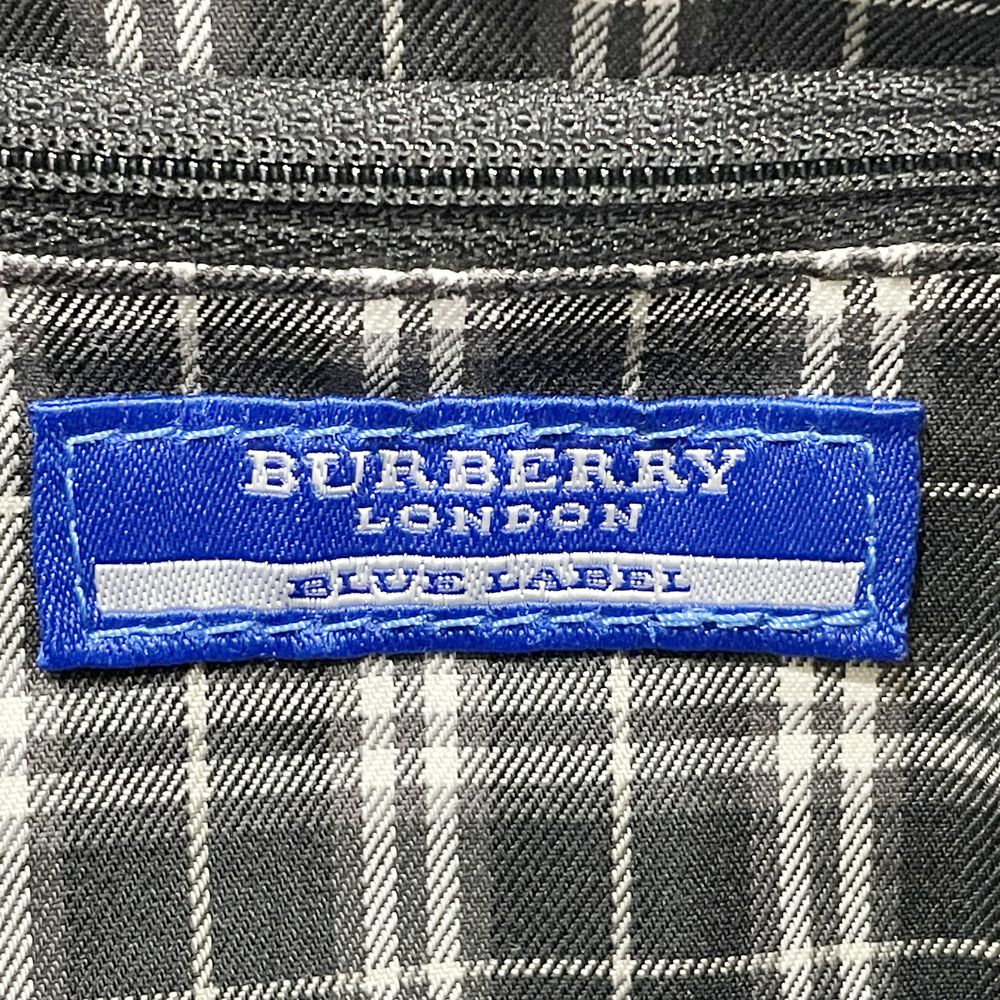 BURBERRY BLUE LABEL(バーバリーブルーレーベル) ロゴ サイドポケット 内部チェック 肩掛け ショルダーバッグ レザー レディース【中古AB】20240526