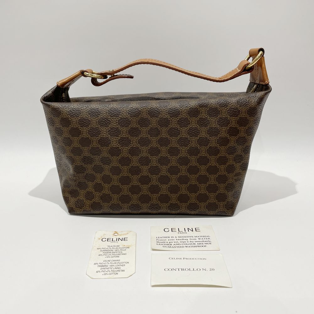 中古B/標準】CELINE セリーヌ マカダム ミニ ポーチ ヴィンテージ レディース ハンドバッグ ブラウン20468326