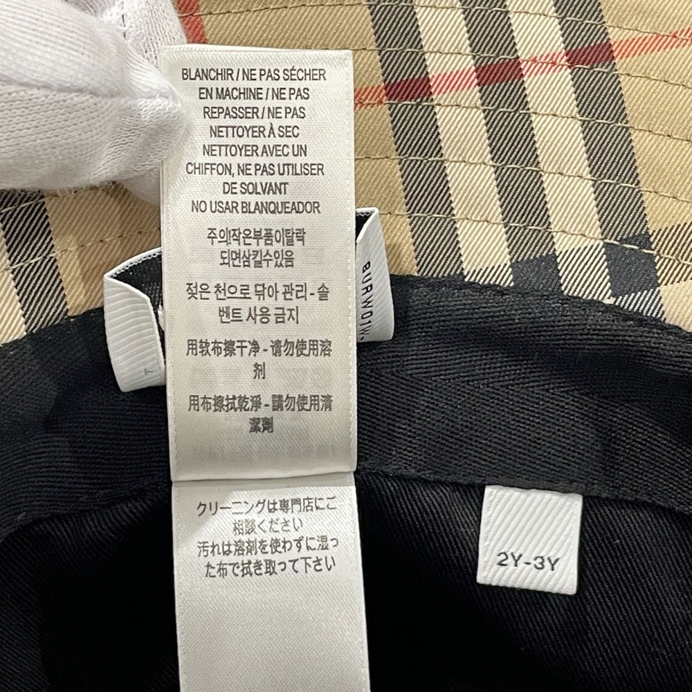 中古AB/使用感小】BURBERRY バーバリー サイズ2Y-3Yノバチェック 総柄 バケット キッズ キッズ ハット ベージュ20468367