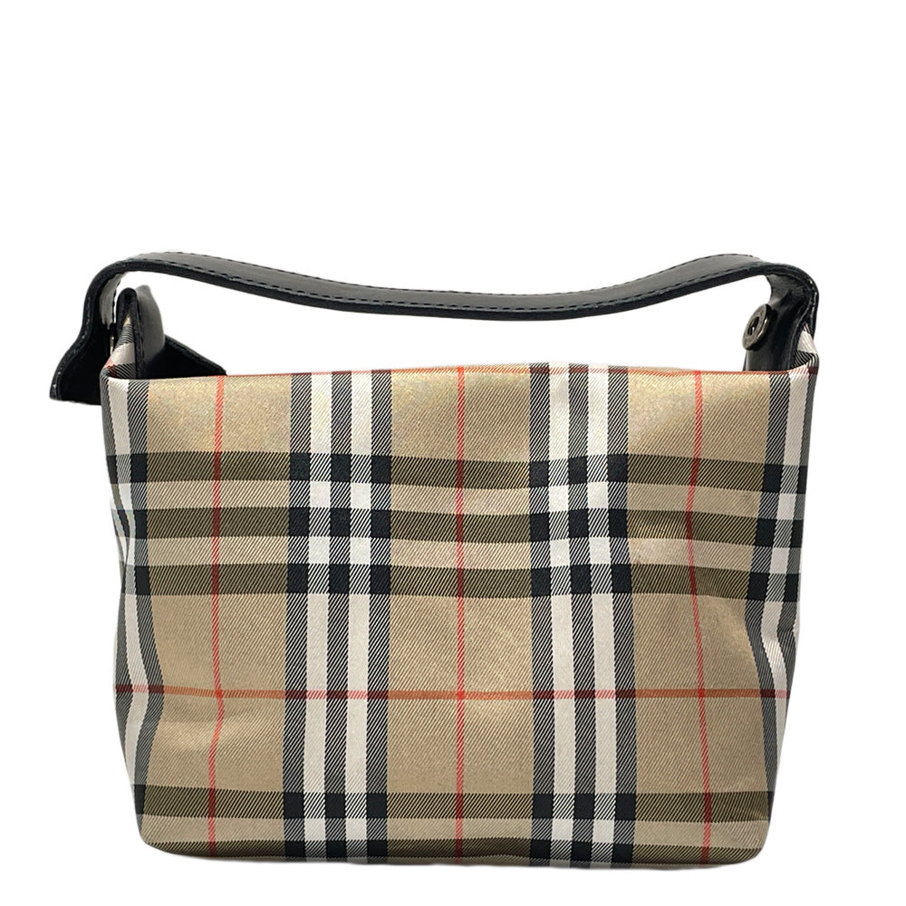 BURBERRY(バーバリー) チェック ミニ ポーチ ハンドバッグ キャンバス/レザー レディース【中古B】20240519