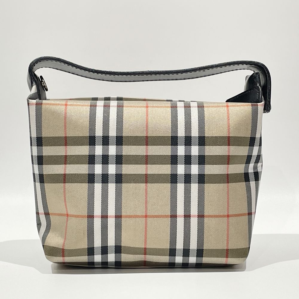 BURBERRY(バーバリー) チェック ミニ ポーチ ハンドバッグ キャンバス/レザー レディース【中古B】20240519