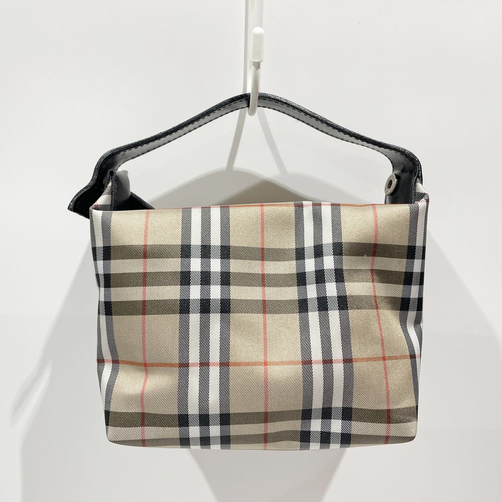 BURBERRY(バーバリー) チェック ミニ ポーチ ハンドバッグ キャンバス/レザー レディース【中古B】20240519