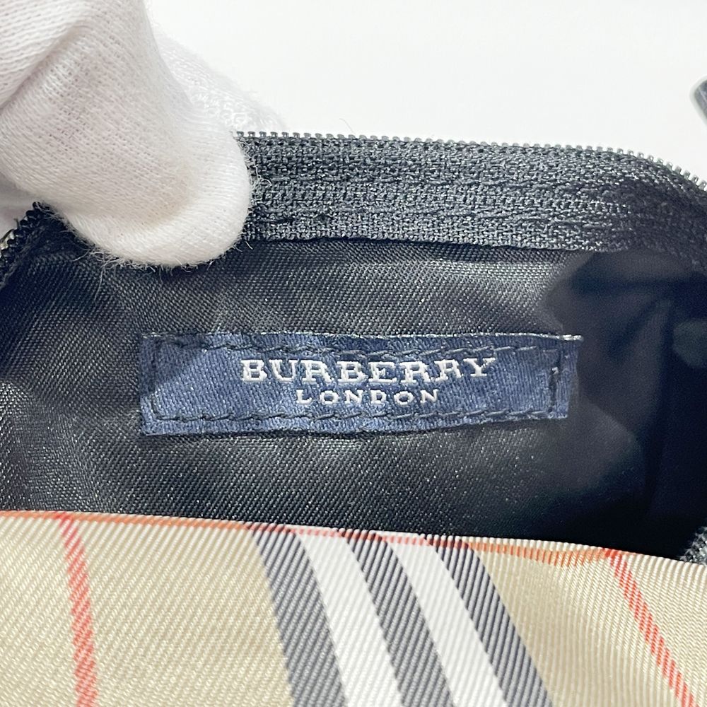 BURBERRY(バーバリー) チェック ミニ ポーチ ハンドバッグ キャンバス/レザー レディース【中古B】20240519