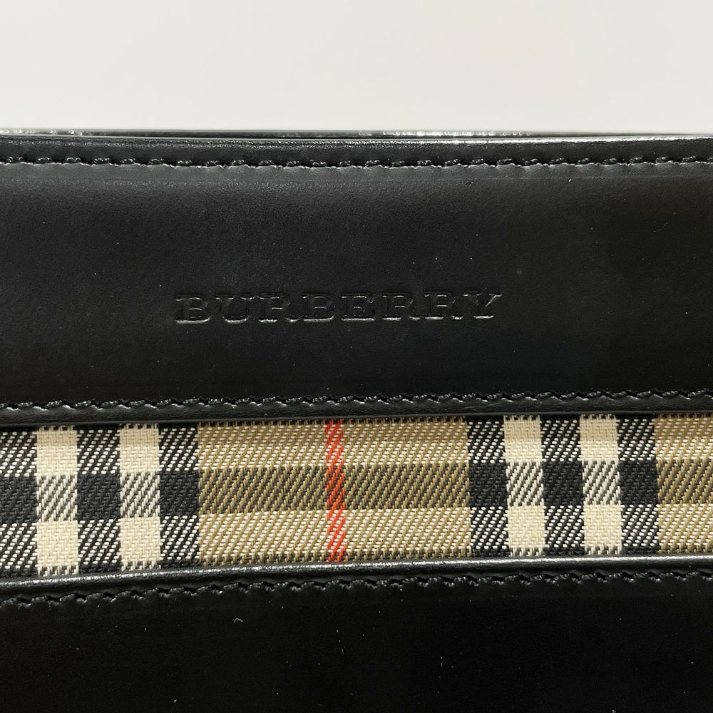 BURBERRY(バーバリー) ロゴ 一部チェック柄 バケツ型 斜め掛け ショルダーバッグ レザー レディース【中古B】20240518