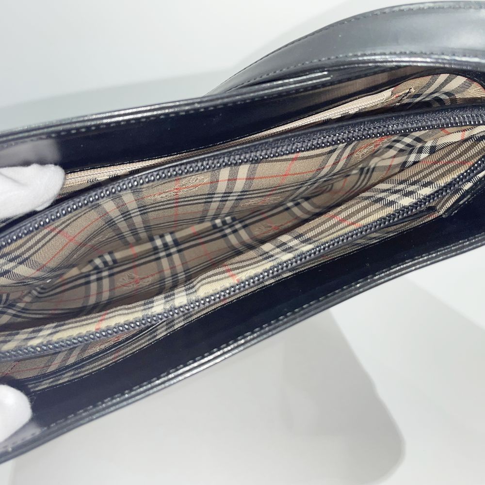 BURBERRY(バーバリー) ロゴ 一部チェック柄 バケツ型 斜め掛け ショルダーバッグ レザー レディース【中古B】20240518