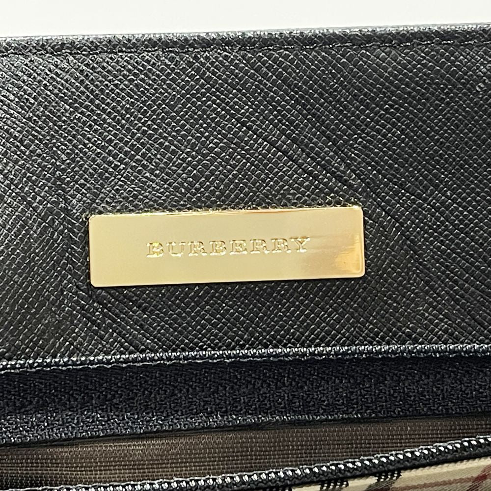 BURBERRY(バーバリー) ロゴ プレート 内部チェック柄 ハンドバッグ レザー レディース【中古B】20240518