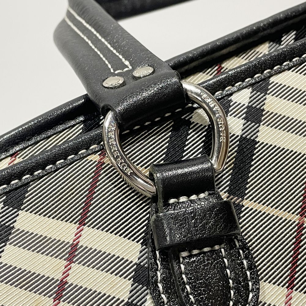 BURBERRY BLUE LABEL(バーバリーブルーレーベル) チェック 大容量 トートバッグ キャンバス/レザー レディース【中古B】20240518