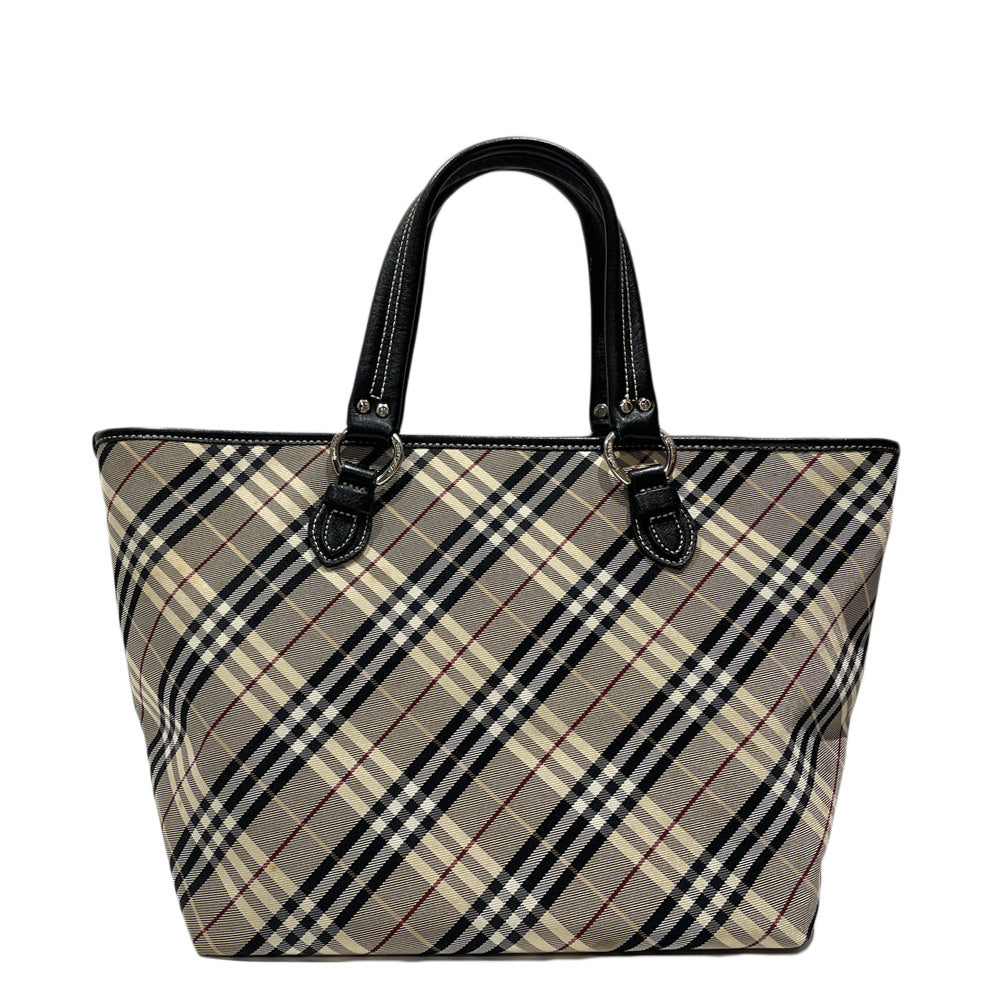 BURBERRY BLUE LABEL(バーバリーブルーレーベル) チェック 大容量 トートバッグ キャンバス/レザー レディース【中古B】20240518