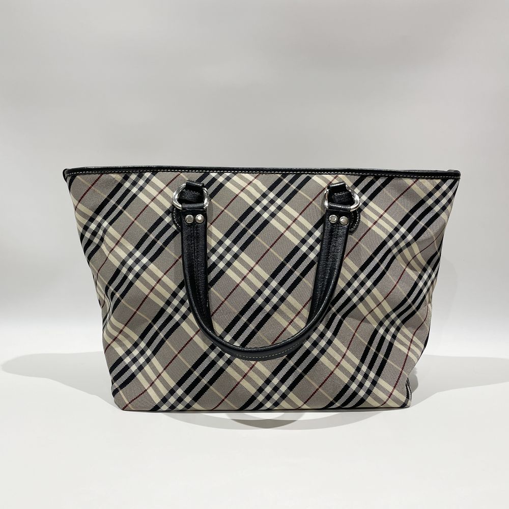 中古B/標準】BURBERRY BLUE LABEL バーバリーブルーレーベル チェック 大容量 レディース トートバッグ  ベージュ×ブラック20469097