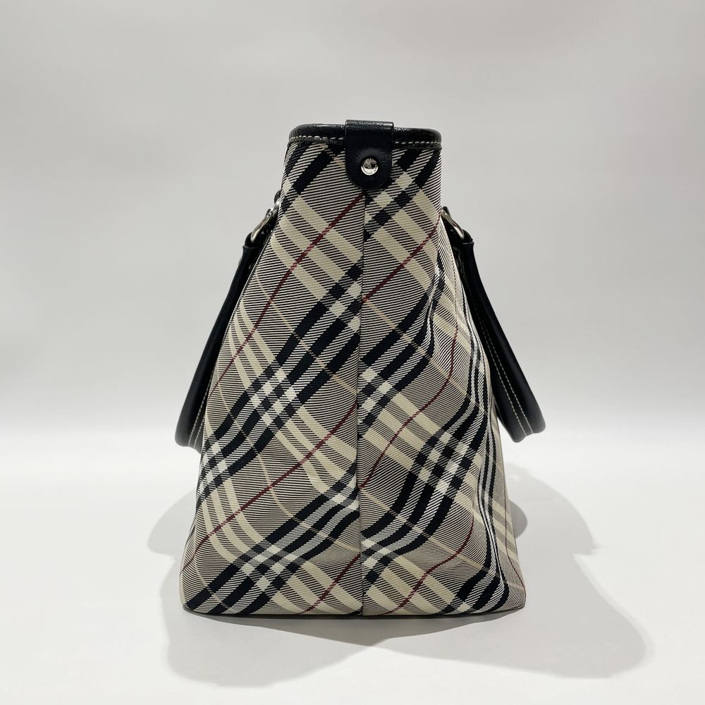 BURBERRY BLUE LABEL(バーバリーブルーレーベル) チェック 大容量 トートバッグ キャンバス/レザー レディース【中古B】20240518