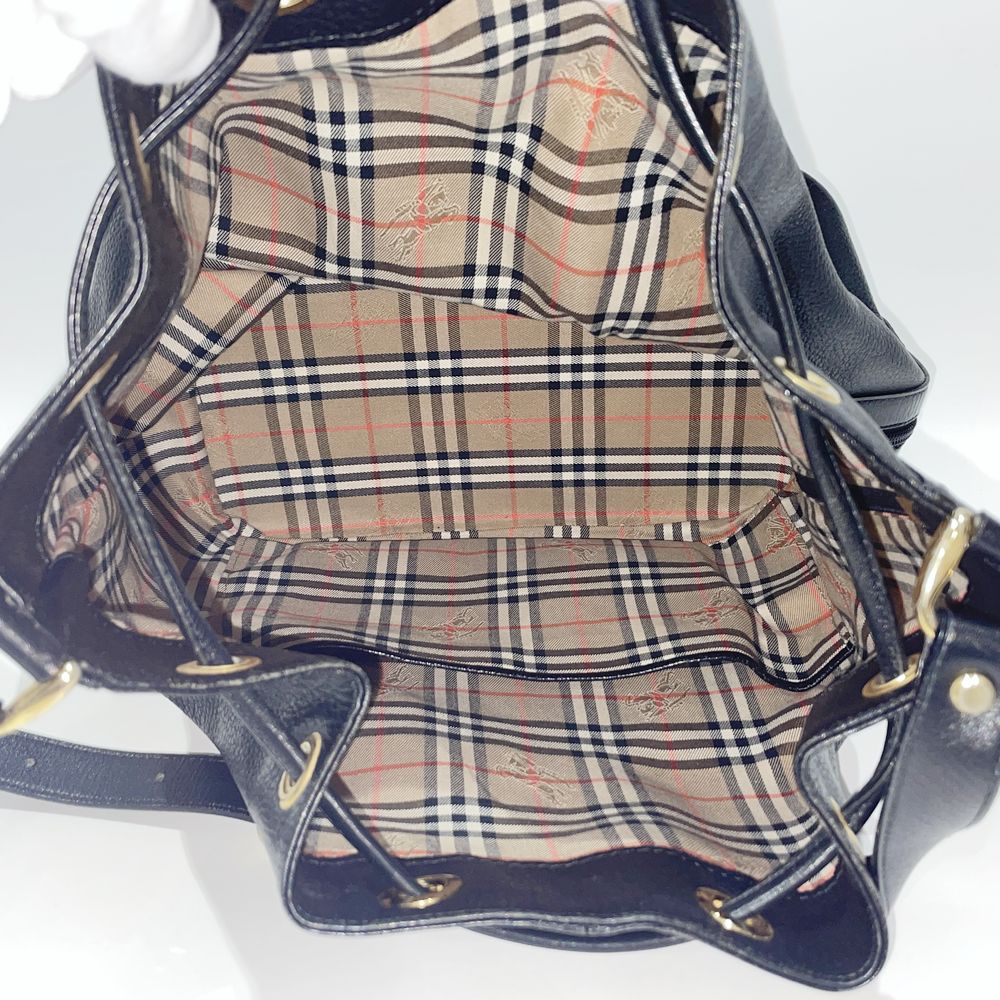 BURBERRY(バーバリー) ロゴ 巾着 斜め掛け ショルダーバッグ レザー レディース【中古B】20240518