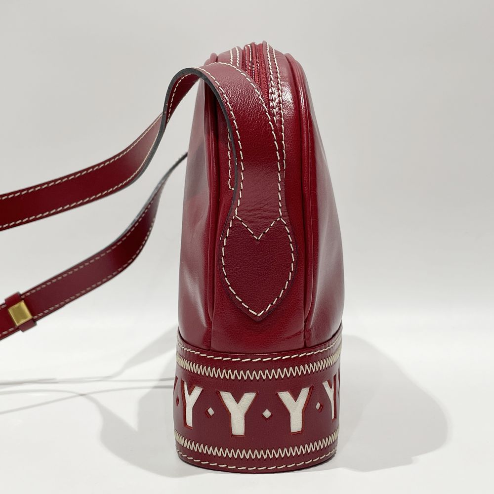 中古AB/使用感小】YVES SAINT LAURENT イヴ・サンローラン Yカットアウト YSL ロゴチャーム付き 斜め掛け ヴィンテージ  レディース ショルダーバッグ レッド20469105