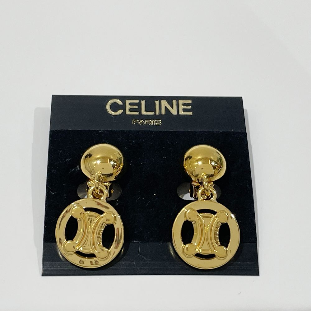 中古AB/使用感小】CELINE セリーヌ トリオンフ マカダム ラウンド スイング ヴィンテージ GP レディース イヤリング ゴールド 20469111