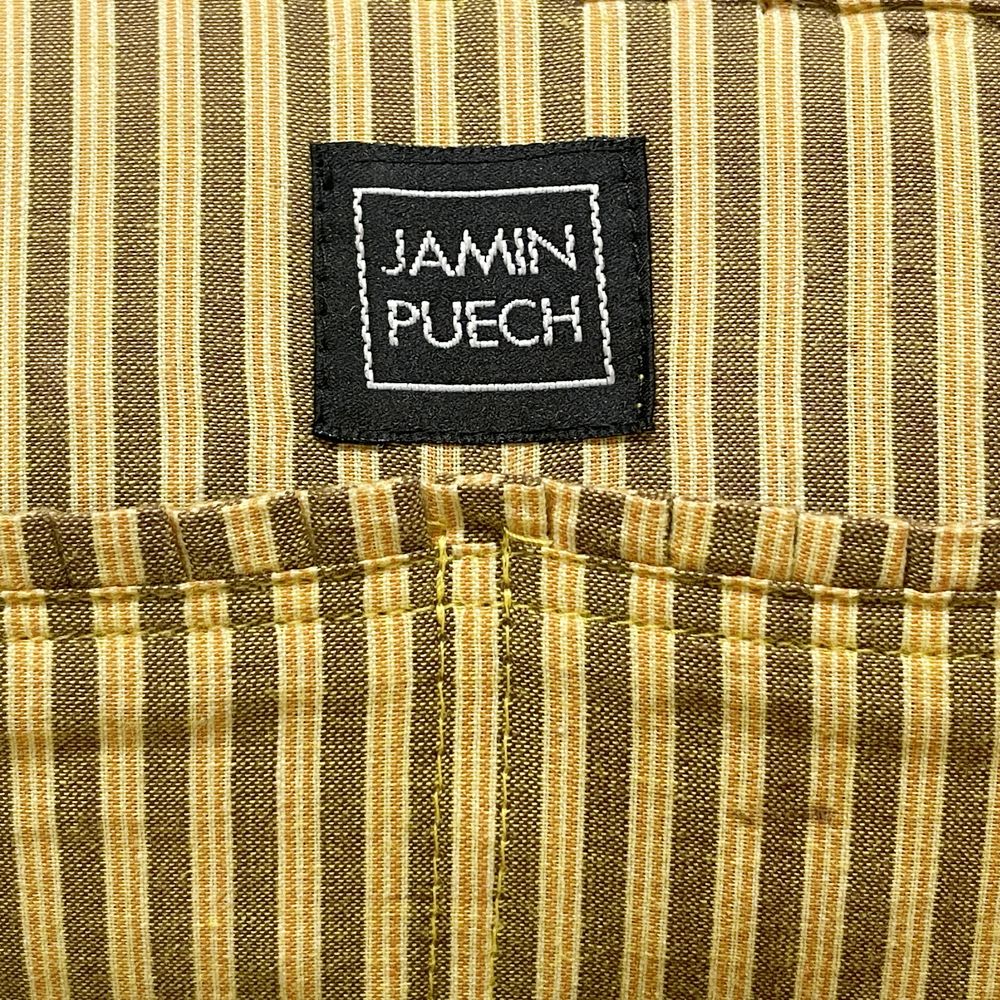 ジャマンピュエッシュ JAMIN PUECH 刺繍 ウッド 編み込み トートバッグ ラフィア/レザー レディース【中古B】20240518