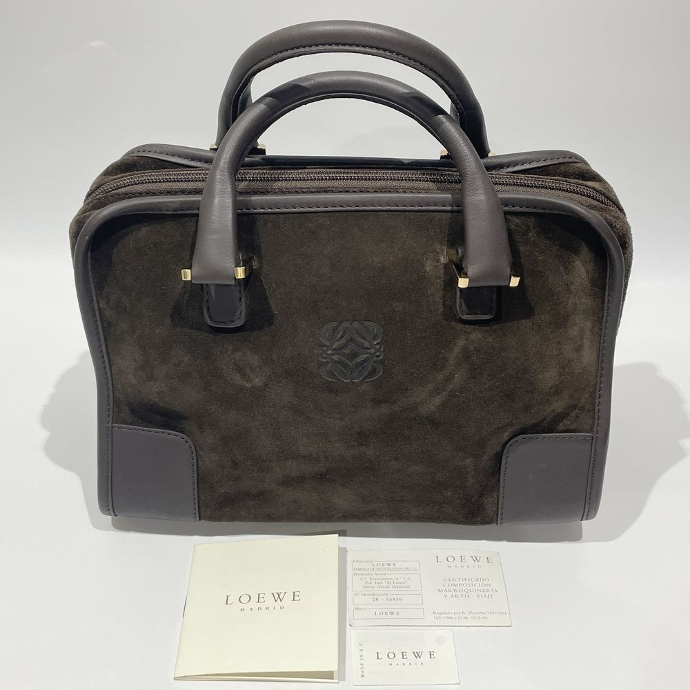 LOEWE(ロエベ) アマソナ アナグラム ヴィンテージ ハンドバッグ スエード/レザー レディース【中古AB】20240526