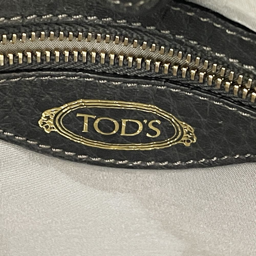 TOD’S(トッズ) ロゴ シボ革 2WAY チャーム付き ハンドバッグ レザー レディース【中古B】20240630