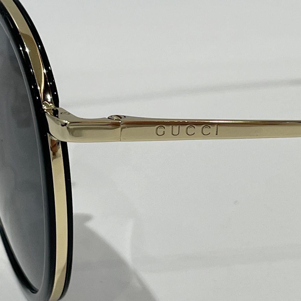 中古AB/使用感小】GUCCI グッチ ヴィンテージ ラウンド コンビフレーム ユニセックス サングラス GG0677SK ブラック20470893