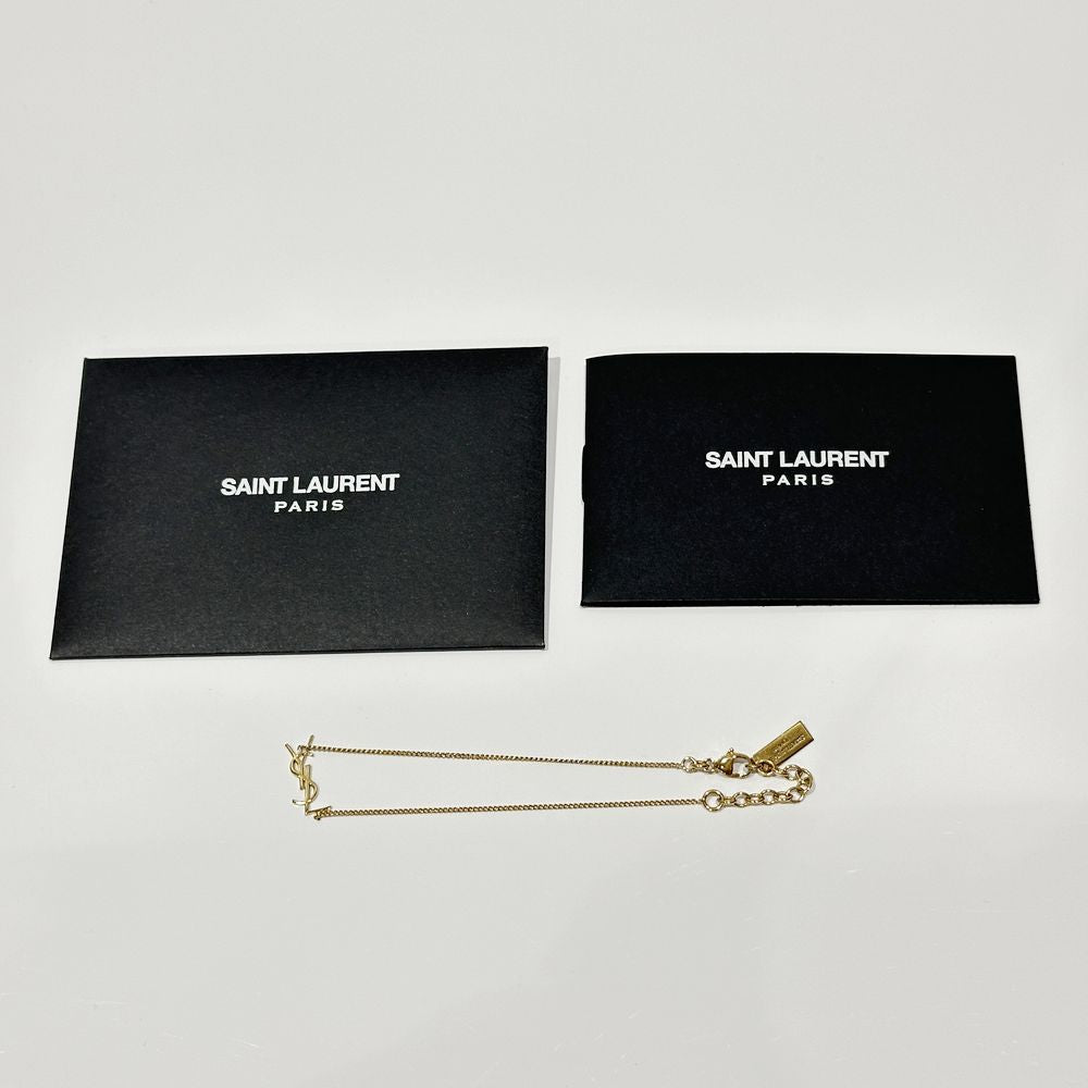 SAINT LAURENT(サンローラン) 全長19.5cm YSL ロゴ カサンドラ チェーン ブレスレット メタル レディース【中古AB】20240609