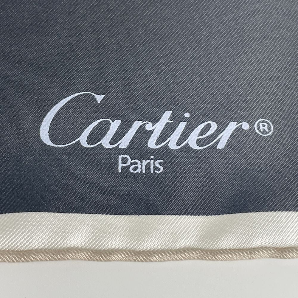 CARTIER(カルティエ) 87cm×87cm パンテールドゥ ヒョウ 宝石柄 大判 スカーフ シルク ユニセックス【中古A】20240605