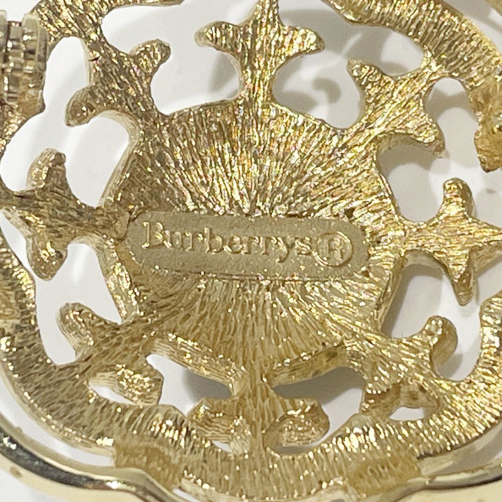 中古AB/使用感小】BURBERRY バーバリー ストーン付き フラワー ヴィンテージ メタル ユニセックス ブローチ ゴールド20470925