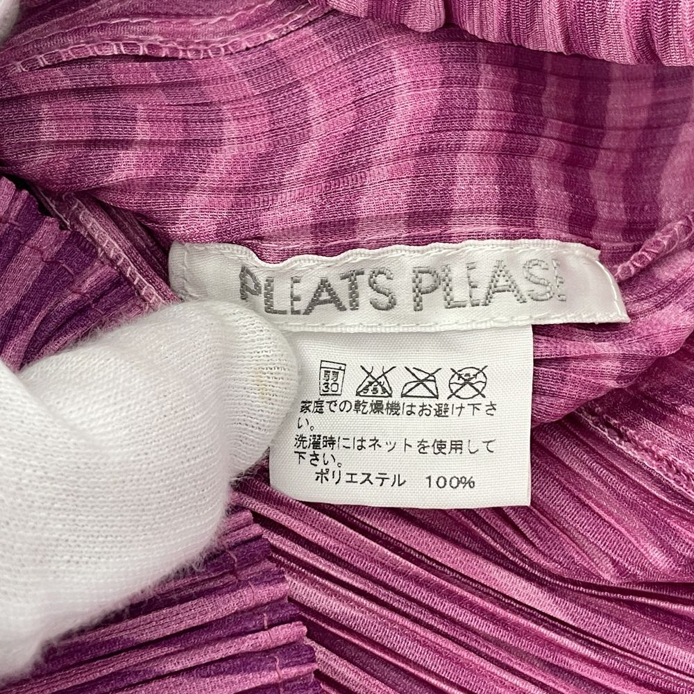 PLEATS PLEASE(プリーツプリーズ) イッセイミヤケ プリーツ加工 ハイネック ノースリーブ サイド切替 ウーブ柄 サイズ3 PP43-JK881 カットソー ポリエステル レディース【中古AB】20240602