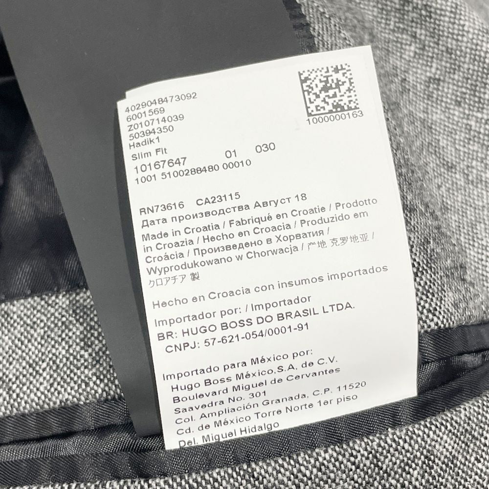 中古AB/使用感小】HUGO BOSS ヒューゴボス サイズ52 ツイード TRAVEL GARMENT インナービブ取り外し可能 メンズ  テーラードジャケット グレー20470996