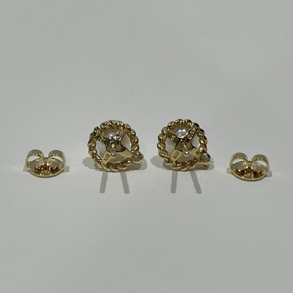 中古AB/使用感小】MIKIMOTO ミキモト 2way ダイヤ 0.02ct パール 6mm K18YG レディース ピアス ゴールド20471131