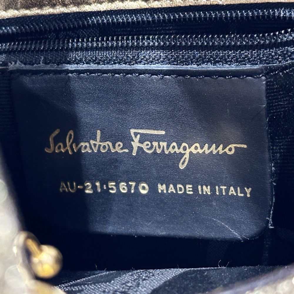 Salvatore Ferragamo(サルヴァトーレフェラガモ) ヴァラ リボン ギャザー ワンハンドル AU-21 5670 ハンドバッグ キャンバス/レザー レディース【中古AB】20240601