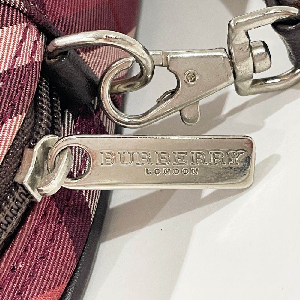 BURBERRY BLUE LABEL(バーバリーブルーレーベル) チェック 取り外し可能 ポーチ ショルダーバッグ キャンバス/レザー レディース【中古AB】20240601