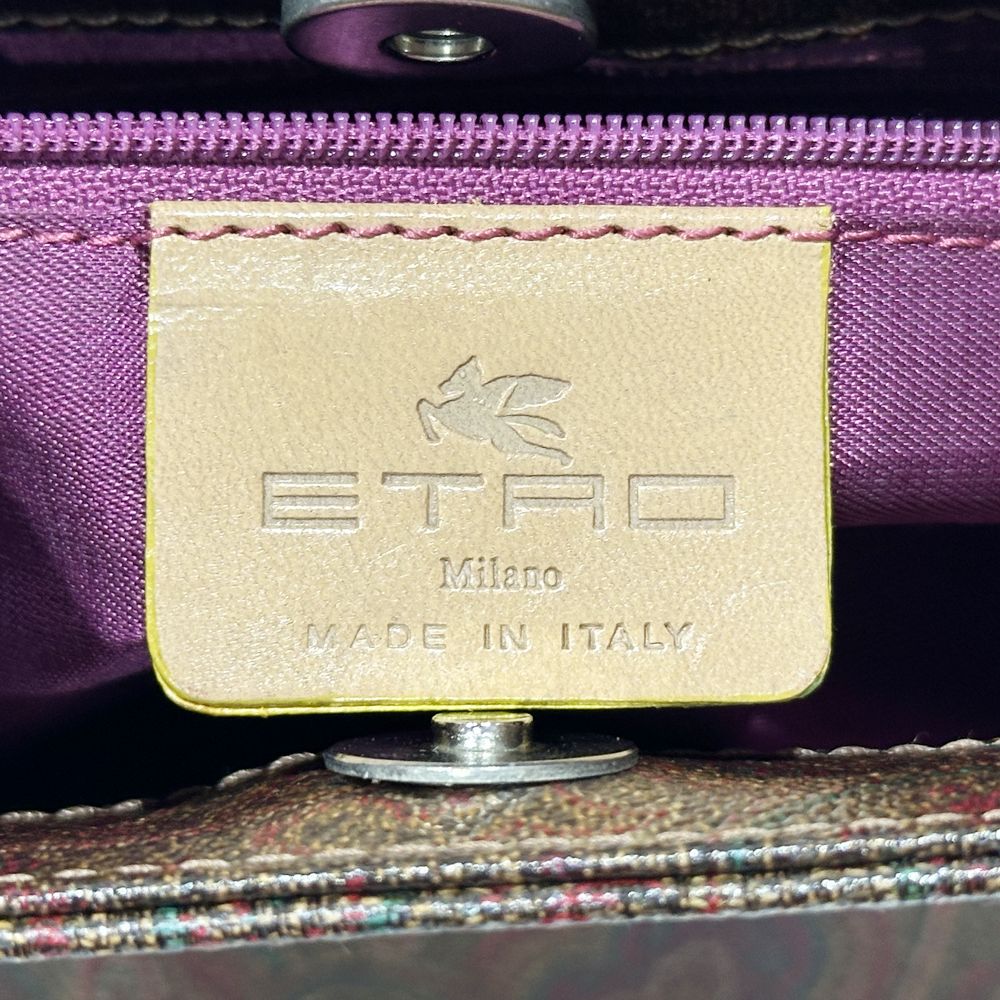 中古AB/使用感小】ETRO エトロ ペイズリー ワンショルダー サイドポケット レディース ショルダーバッグ ブラウン20472424