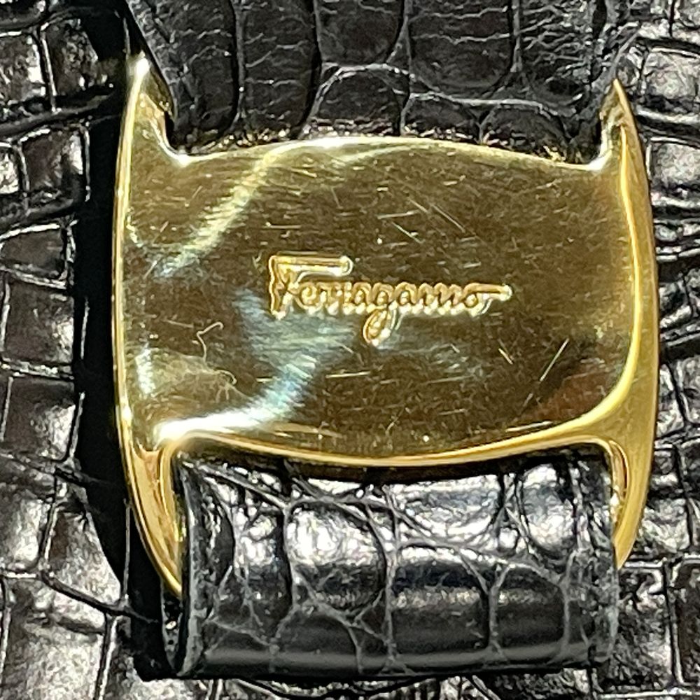 Salvatore Ferragamo(サルヴァトーレフェラガモ) ヴァラ 型押し ハンドバッグ レザー レディース【中古B】20240608