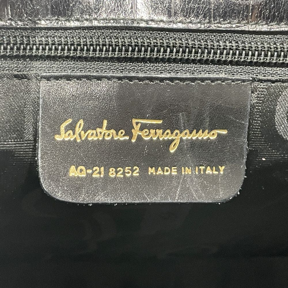 Salvatore Ferragamo(サルヴァトーレフェラガモ) ヴァラ 型押し ハンドバッグ レザー レディース【中古B】20240608