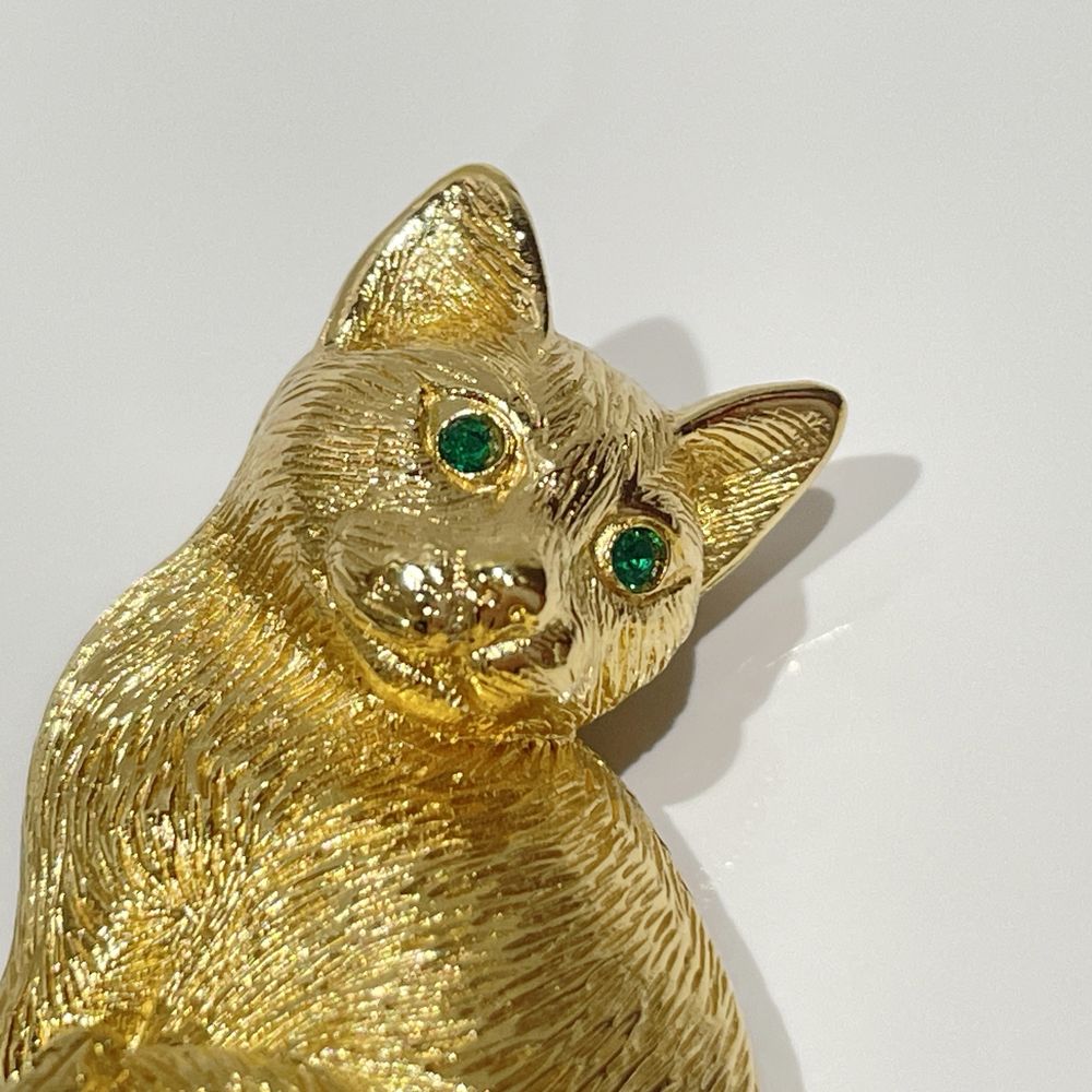 Christian Dior(クリスチャンディオール) 猫 キャット アニマル カラーストーン ヴィンテージ ブローチ GP レディース【中古AB】20240531