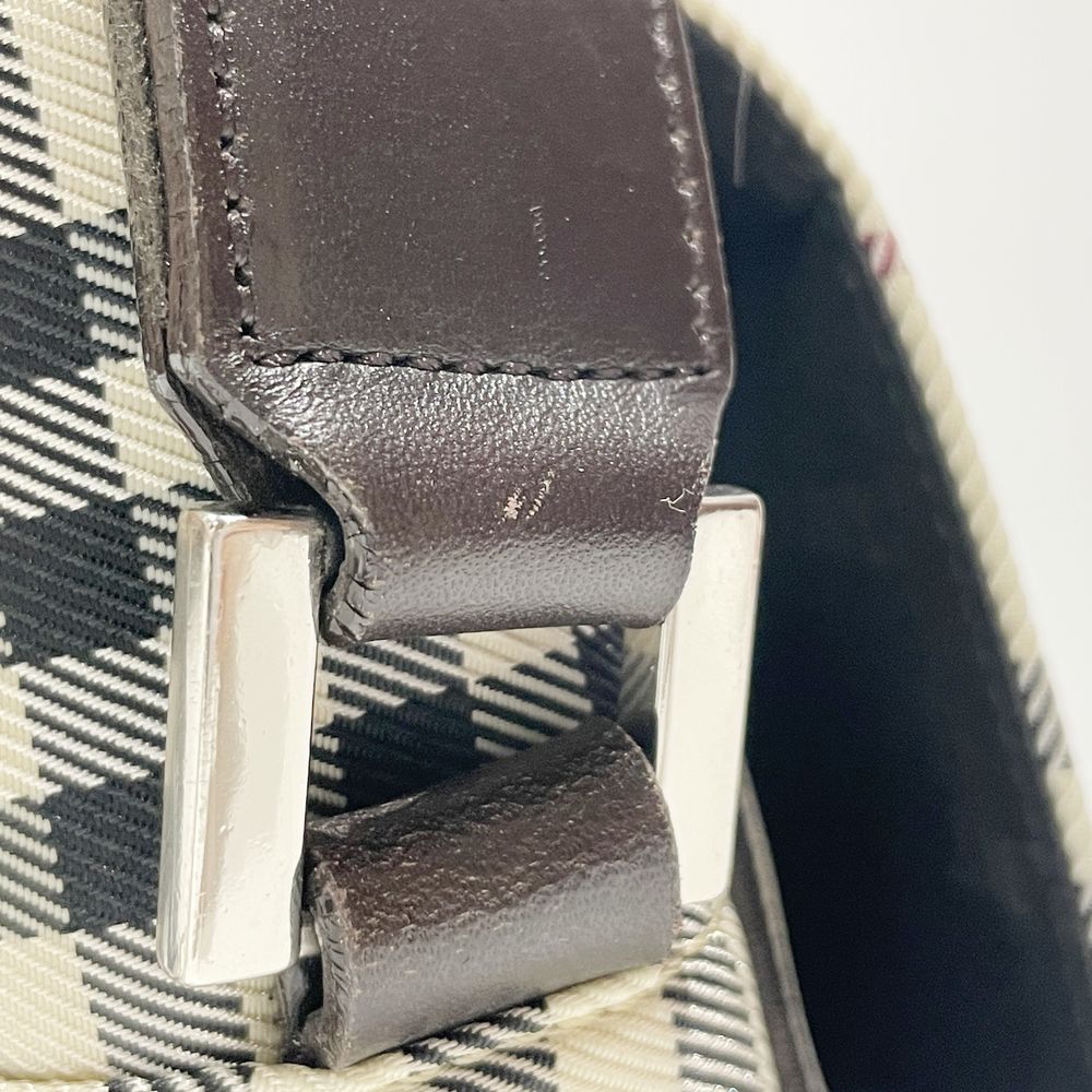 BURBERRY(バーバリー) ロゴ チェック 斜め掛け ショルダーバッグ キャンバス/レザー レディース【中古B】