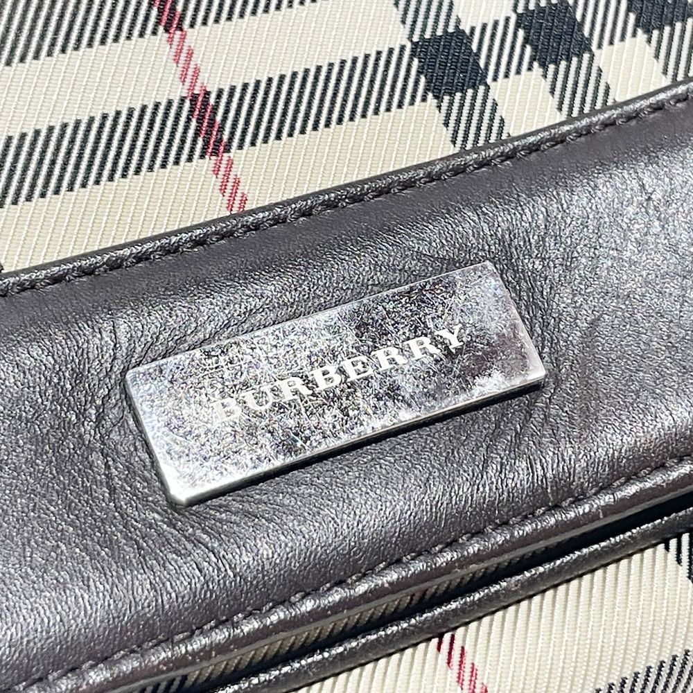 BURBERRY(バーバリー) ロゴ チェック 斜め掛け ショルダーバッグ キャンバス/レザー レディース【中古B】