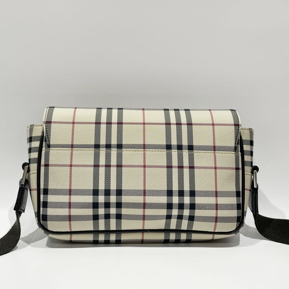 BURBERRY(バーバリー) ロゴ チェック 斜め掛け ショルダーバッグ キャンバス/レザー レディース【中古B】